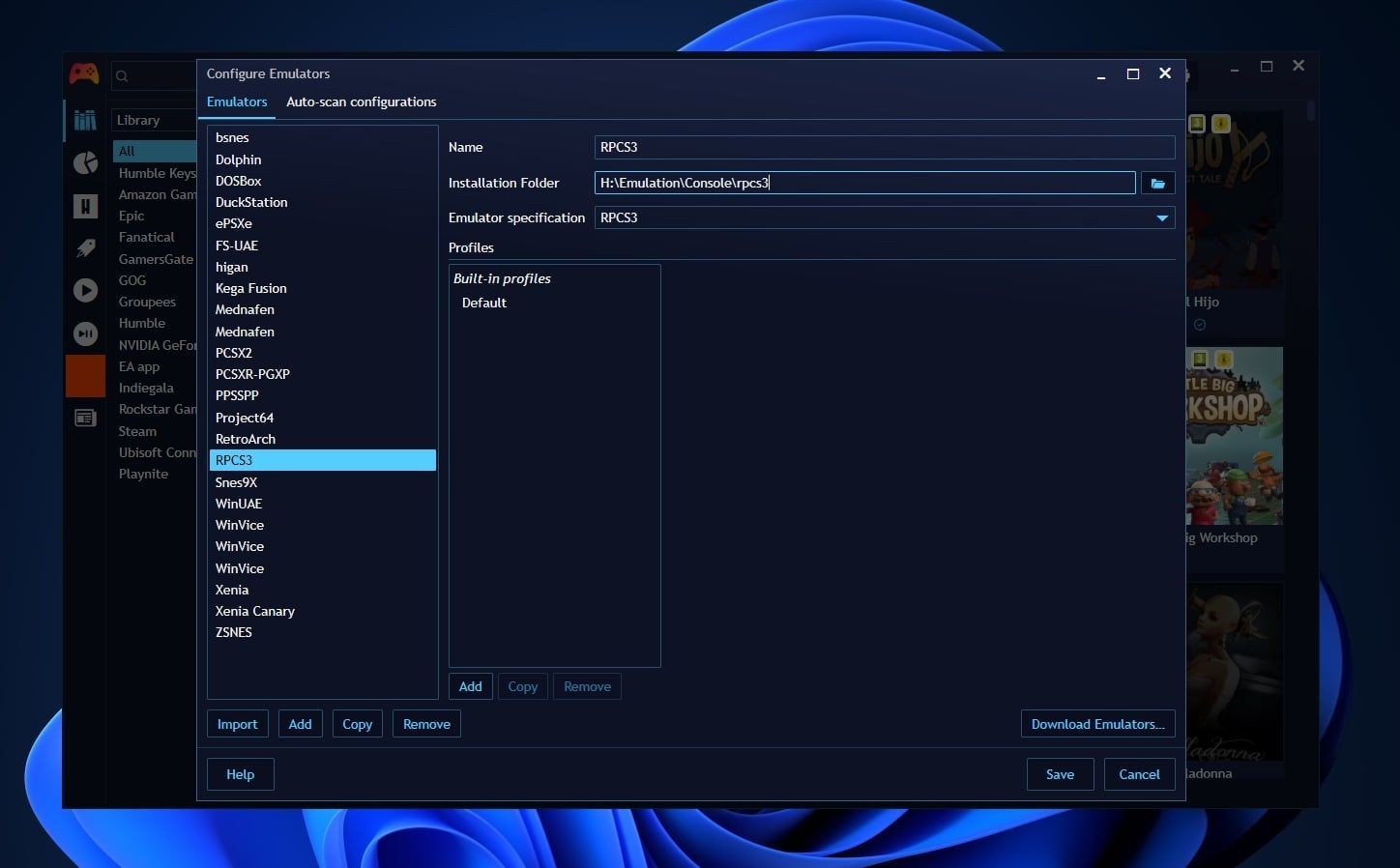 Cấu hình trình giả lập RPCS3 trên Playnite