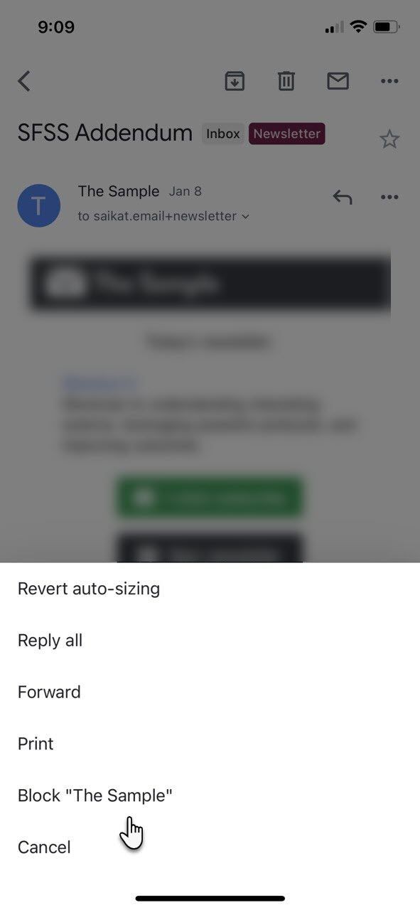 Chặn người dùng trên ứng dụng Gmail iOS