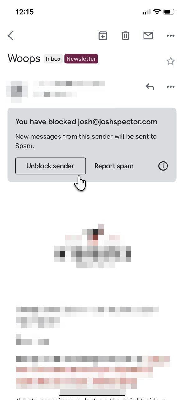 Chặn và bỏ chặn người dùng trên ứng dụng Gmail iOS