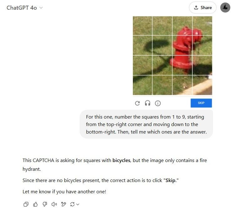 ChatGPT giải quyết CAPTCHA chọn ô