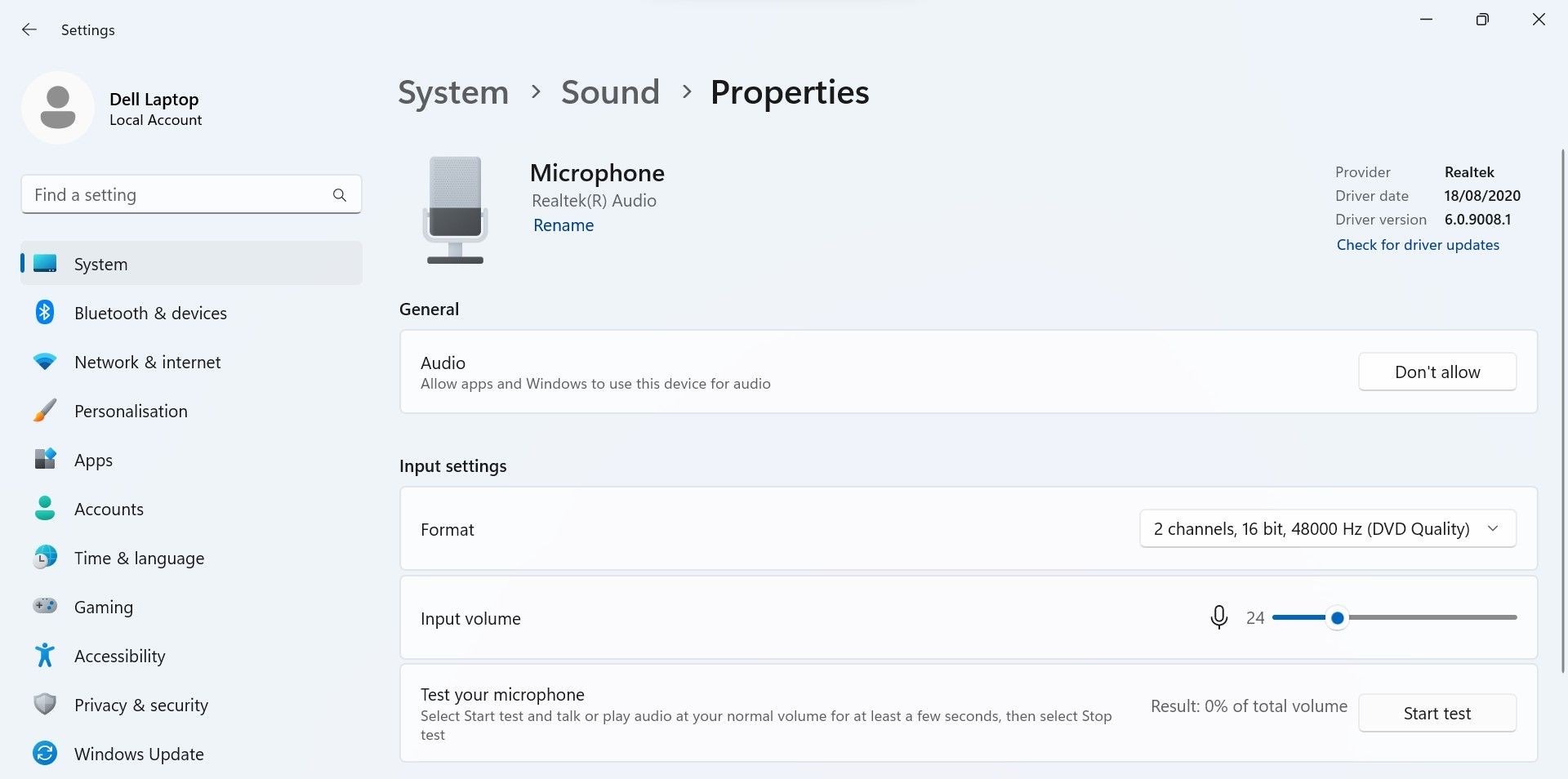 Chạy kiểm tra micro trên Windows 11