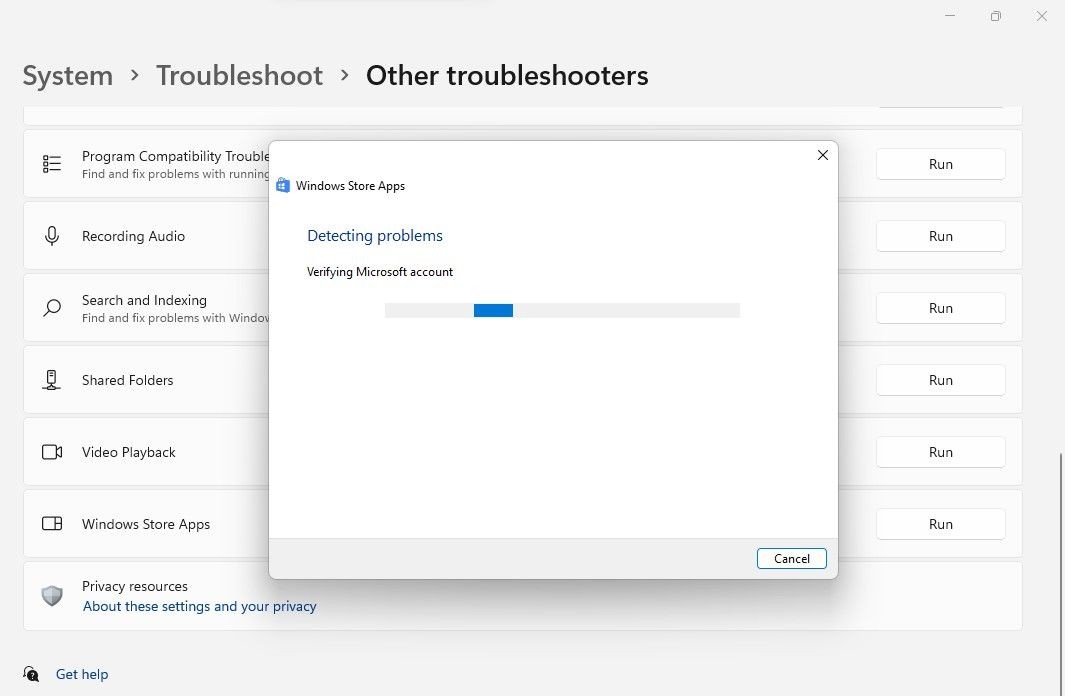 Chạy trình khắc phục sự cố ứng dụng Cửa hàng Windows trong ứng dụng Settings của Windows 11