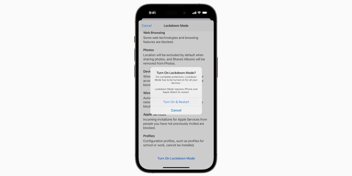 Chế độ khóa chặt trên iOS 17