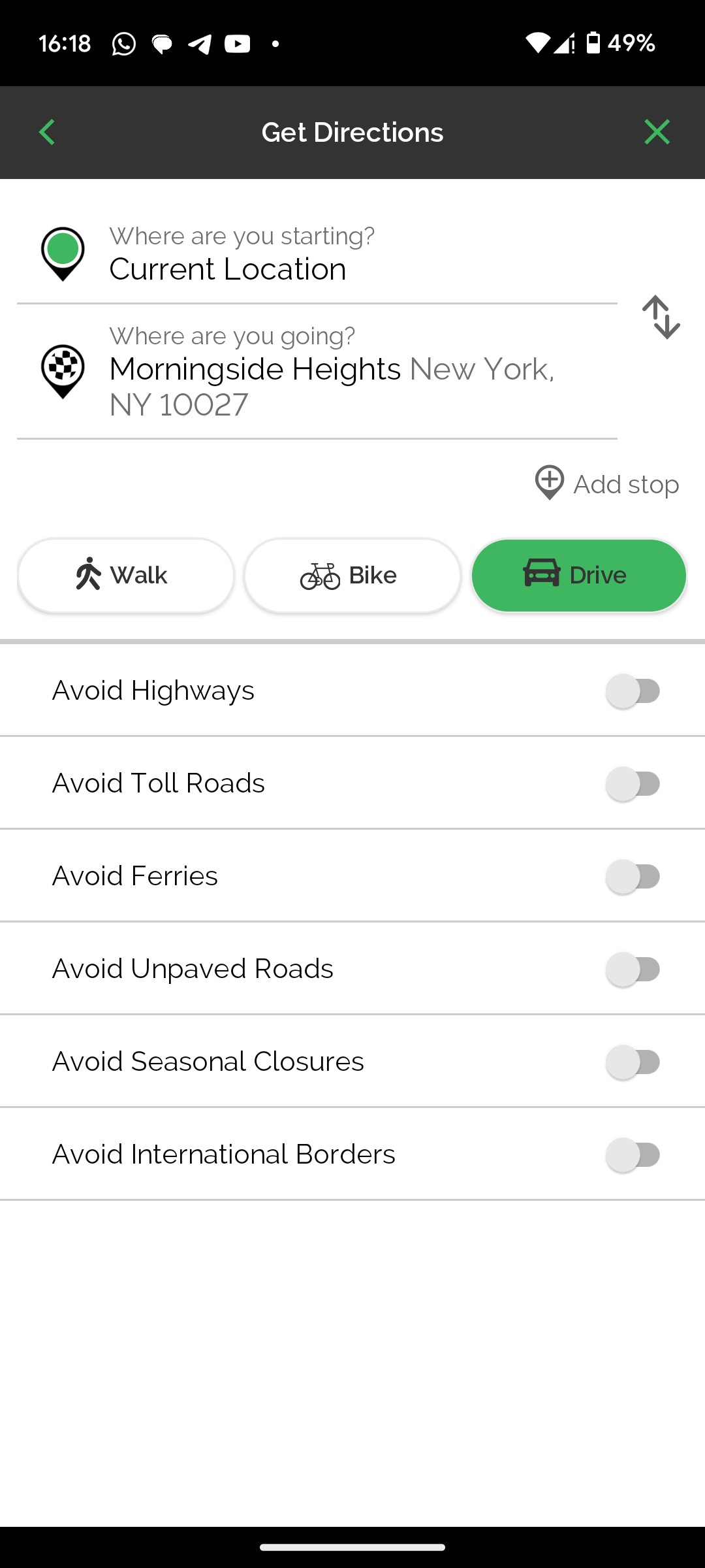 Chế độ xem hướng dẫn trong MapQuest