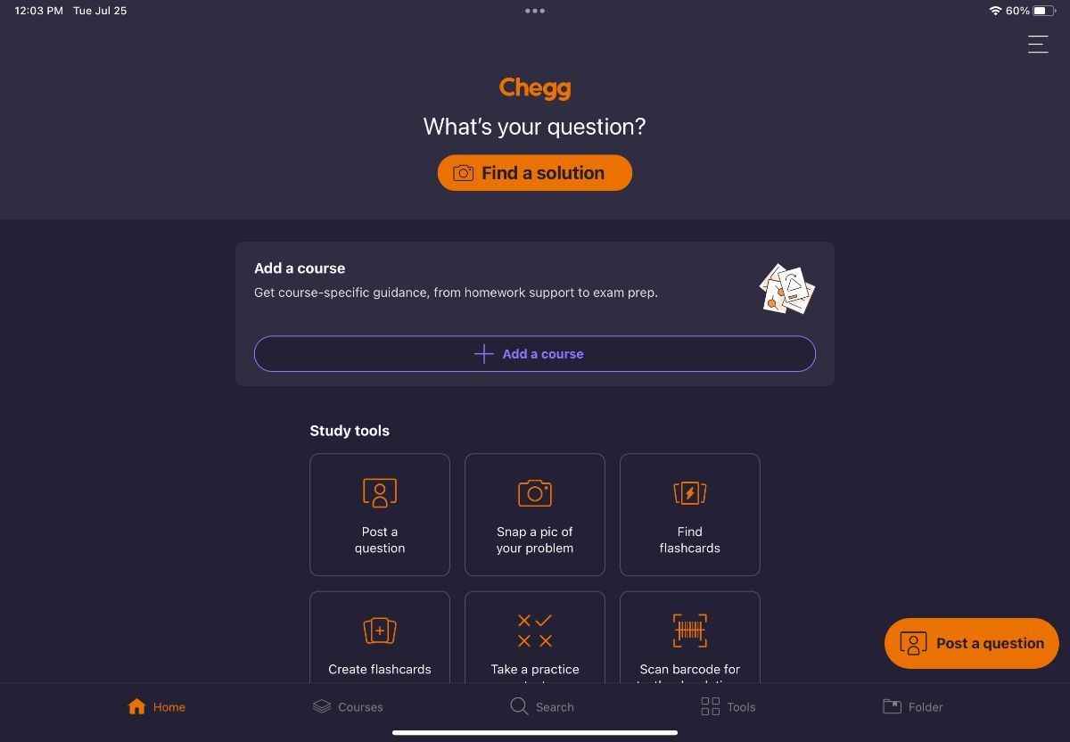 Chegg Study trên iPad giúp học sinh làm bài tập về nhà