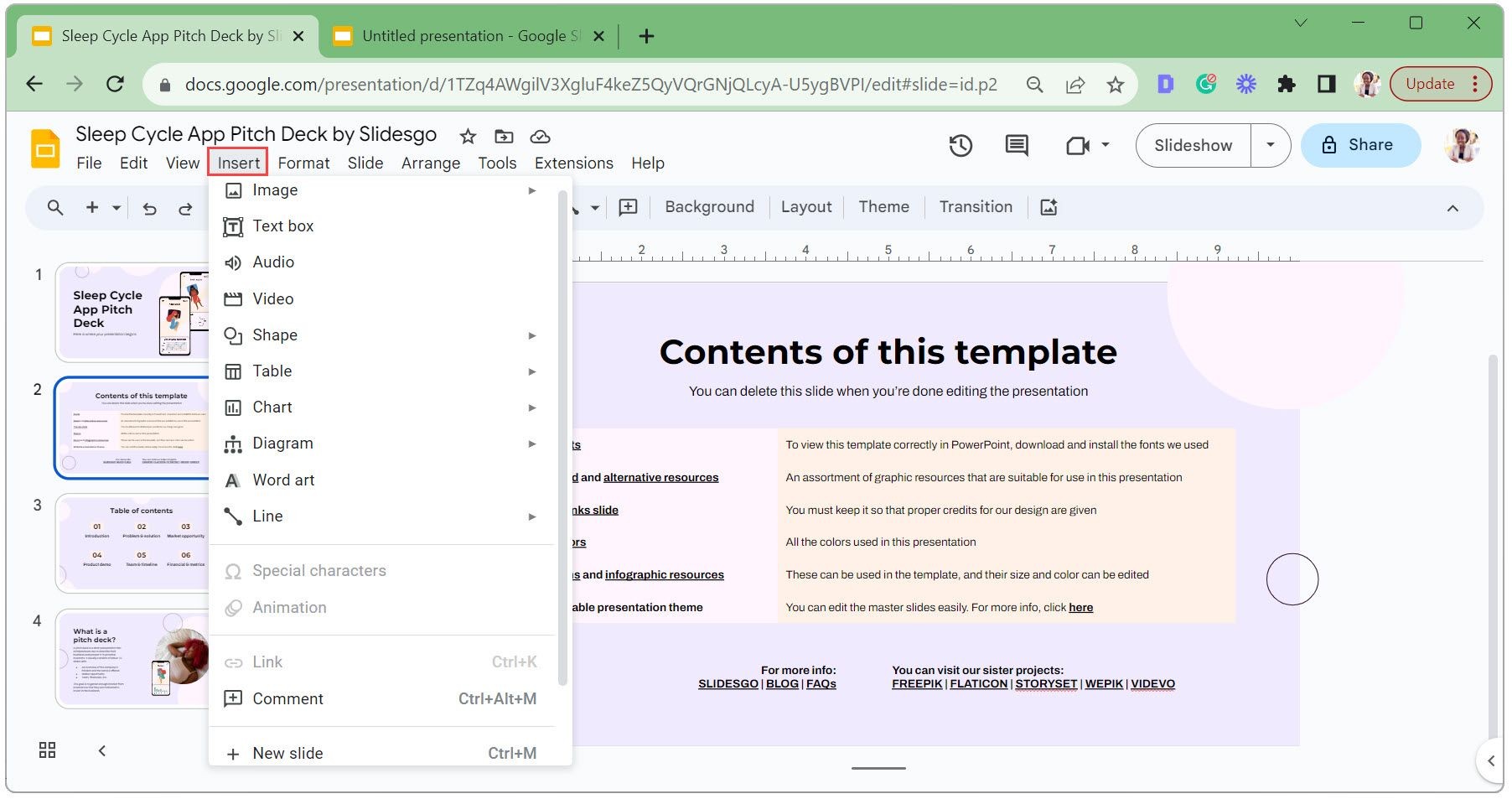 Chèn thêm các yếu tố trong Google Slides
