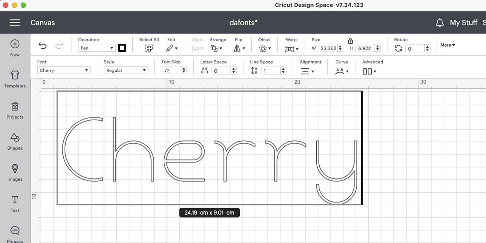 Cherry font in Cricut Design Space