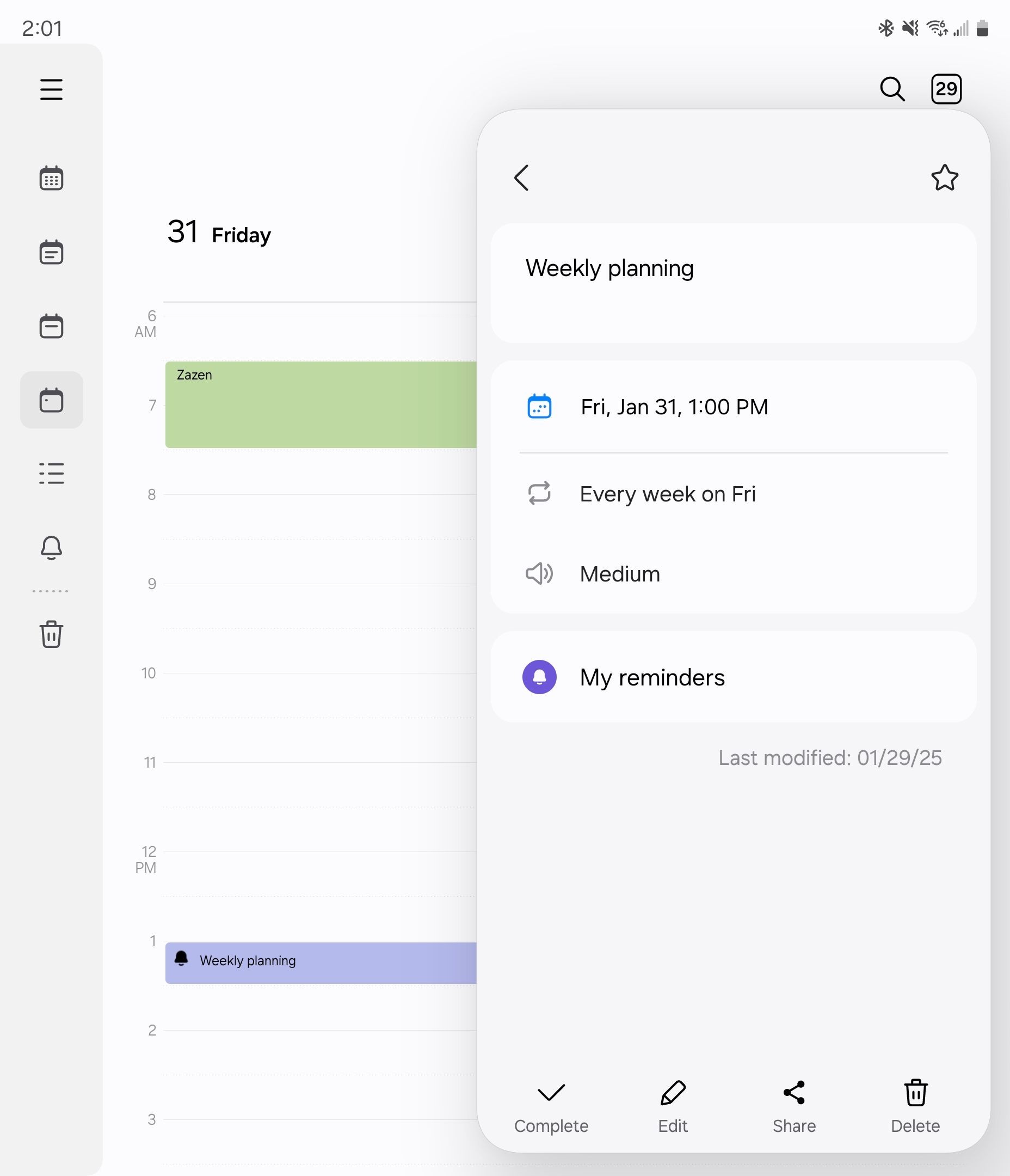 Chi tiết nhắc nhở trong Samsung Calendar