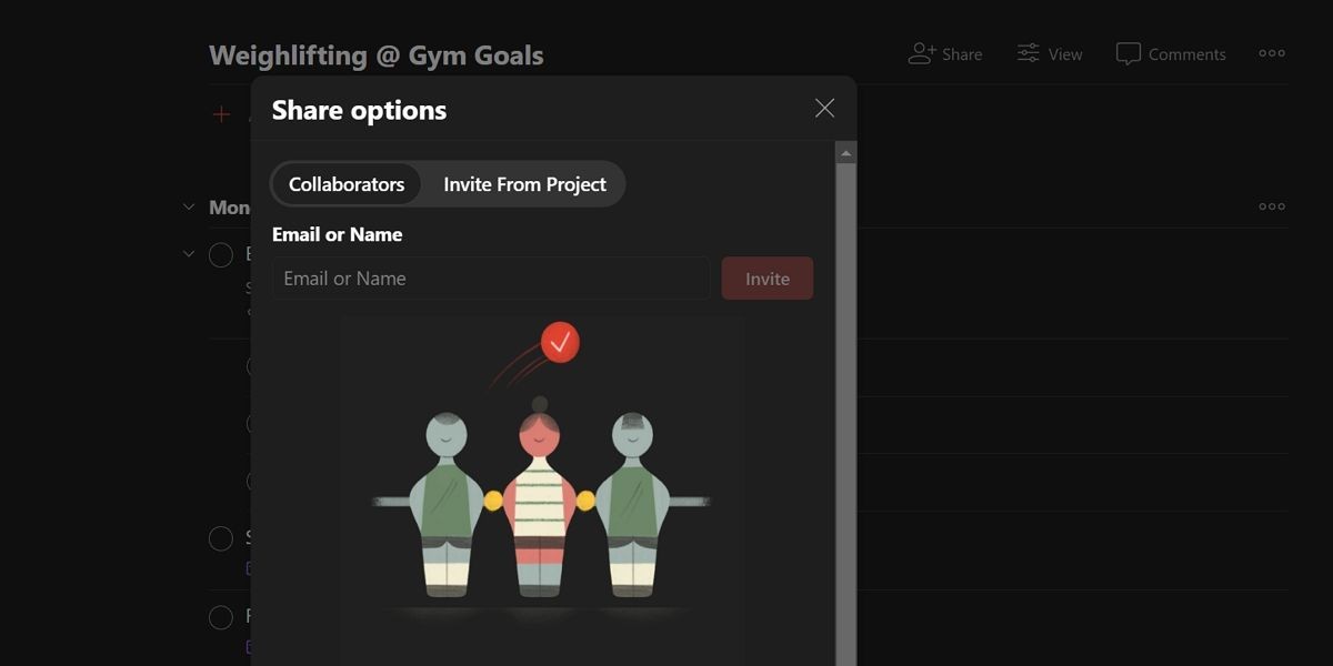 Chia sẻ dự án tập luyện trên Todoist