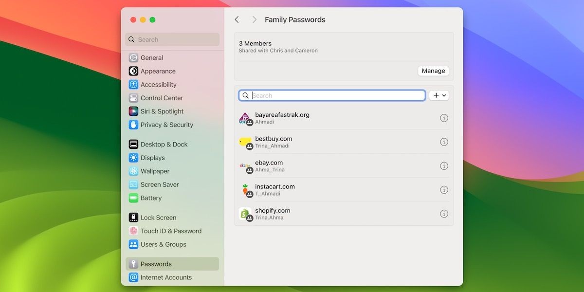 Chia sẻ mật khẩu trong nhóm trên macOS Sonoma