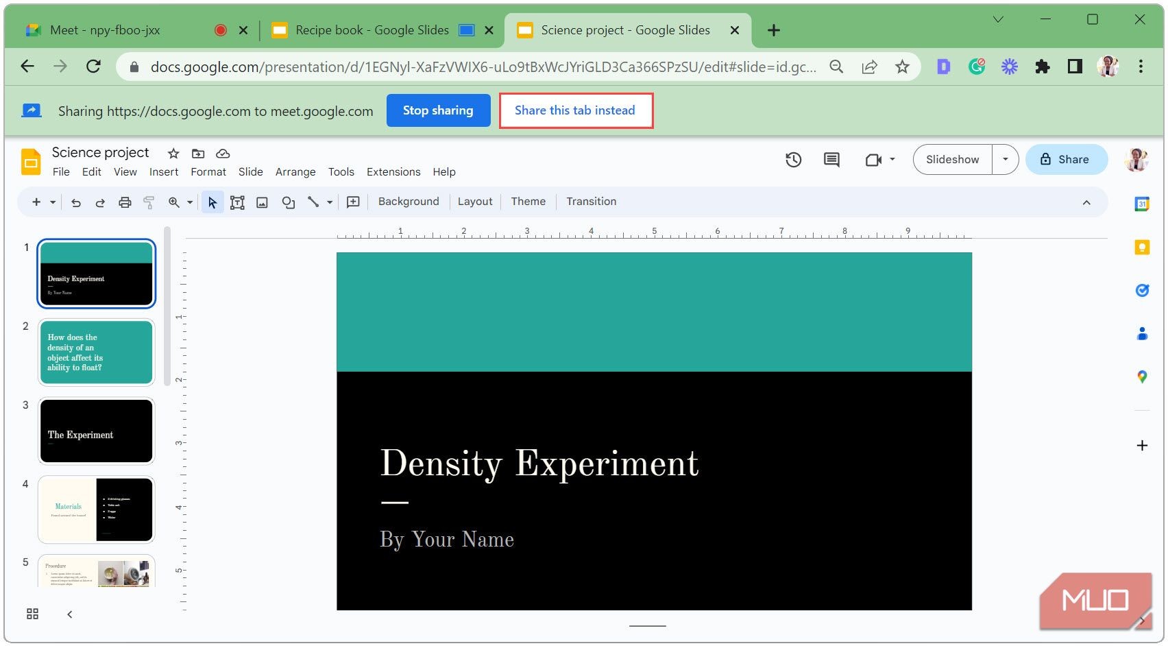 Chia sẻ tab khác lên Google Meet