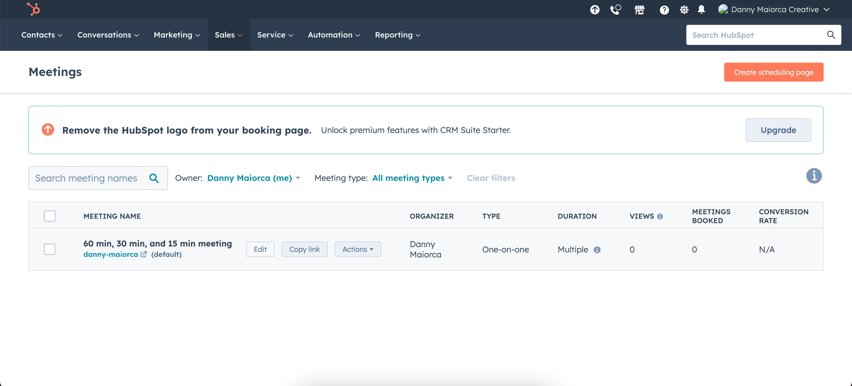 Chỉnh sửa mẫu lập lịch họp hiện có trong ứng dụng HubSpot