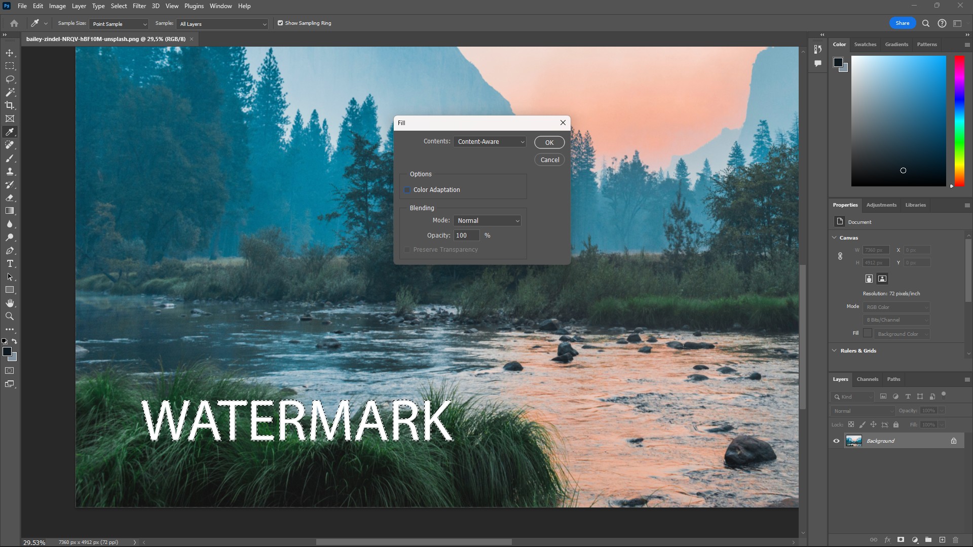 Chỉnh Sửa Thuộc Tính Điền Với Content-Aware Trong Photoshop