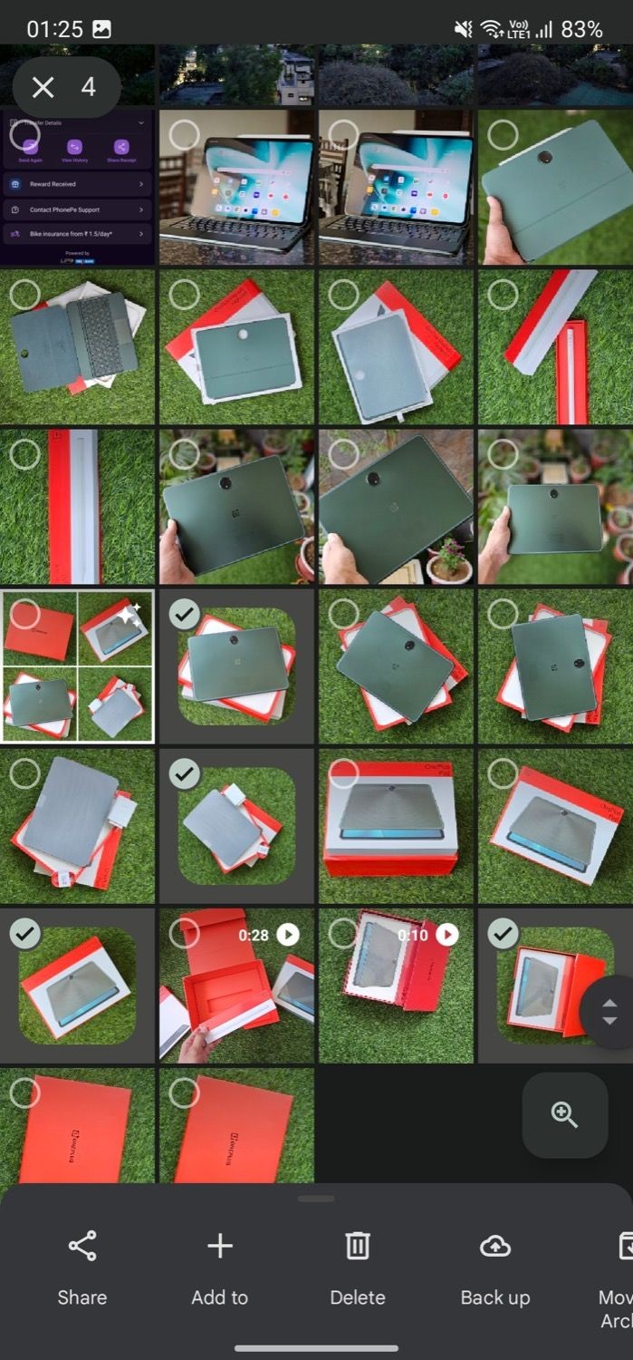 Chọn ảnh cho collage từ tab Ảnh