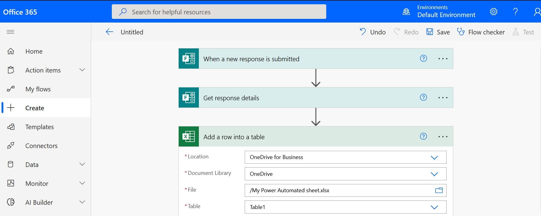 Chọn bảng tính Excel trong Power Automate