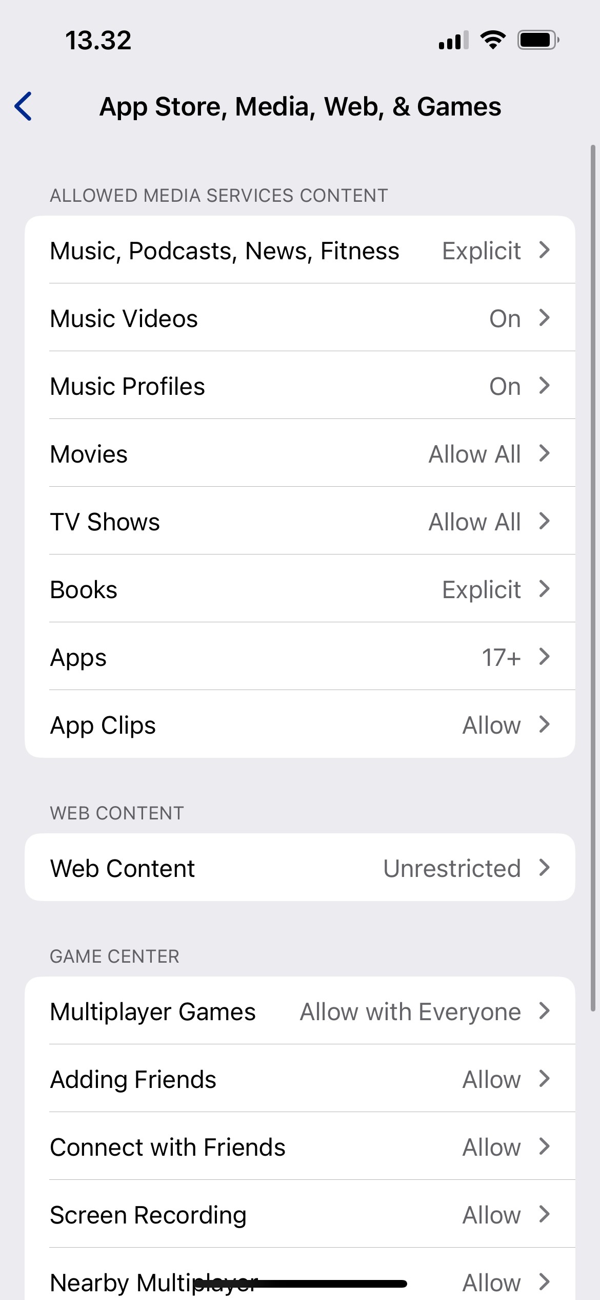 Chọn bộ lọc cho Apple Music trong Hạn chế nội dung &amp; quyền riêng tư