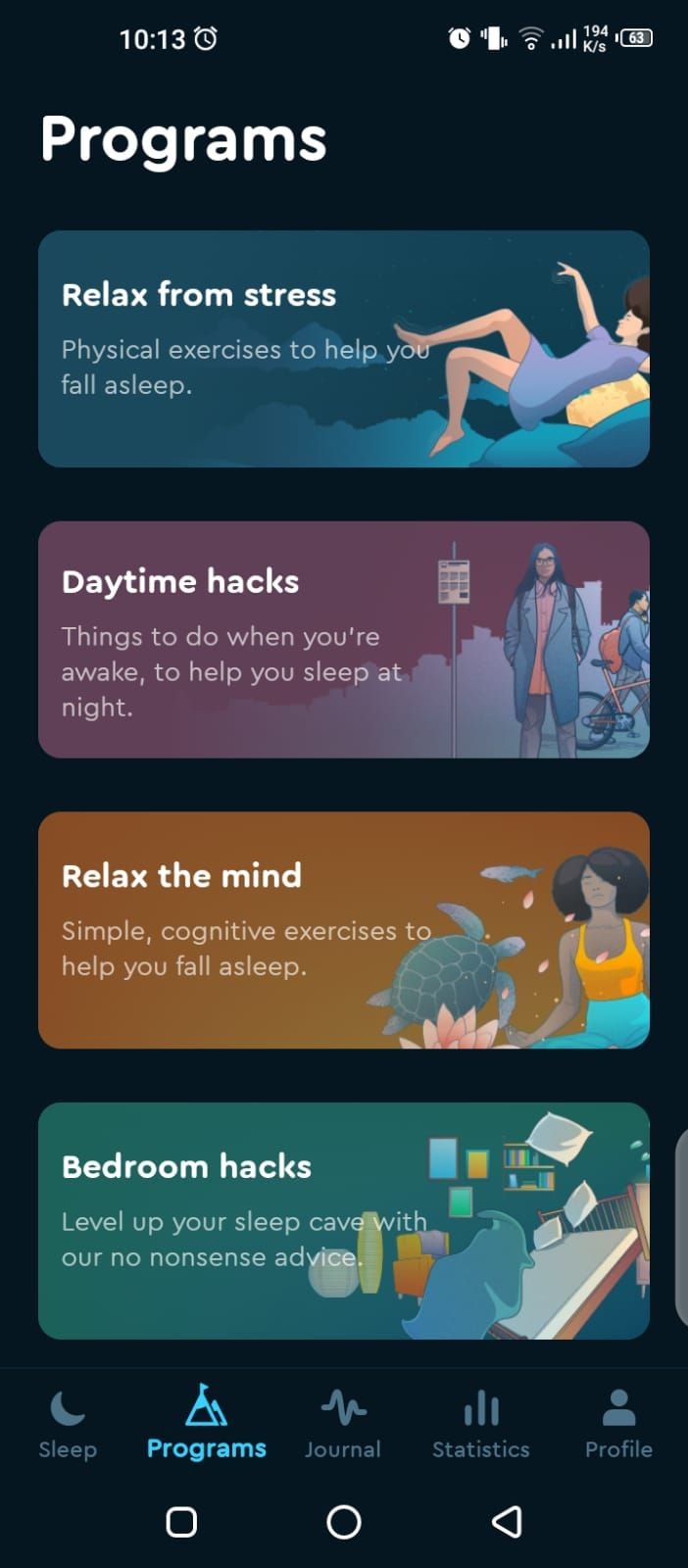 Chọn chương trình giấc ngủ trên ứng dụng Sleep Cycle