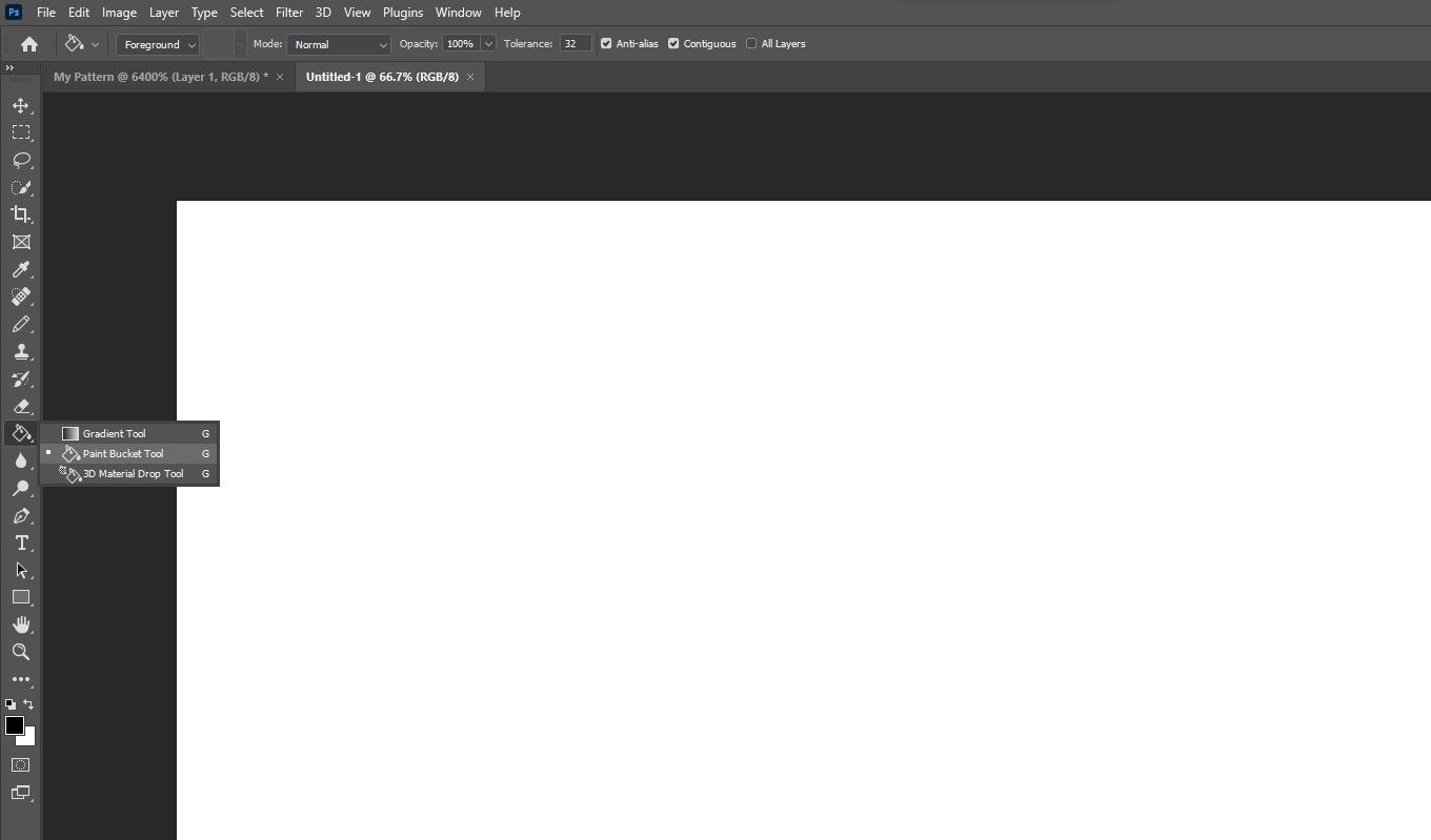 Chọn công cụ Paint Bucket trong Photoshop