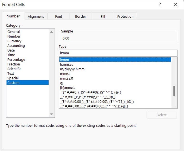 Chọn định dạng tùy chỉnh trong Excel