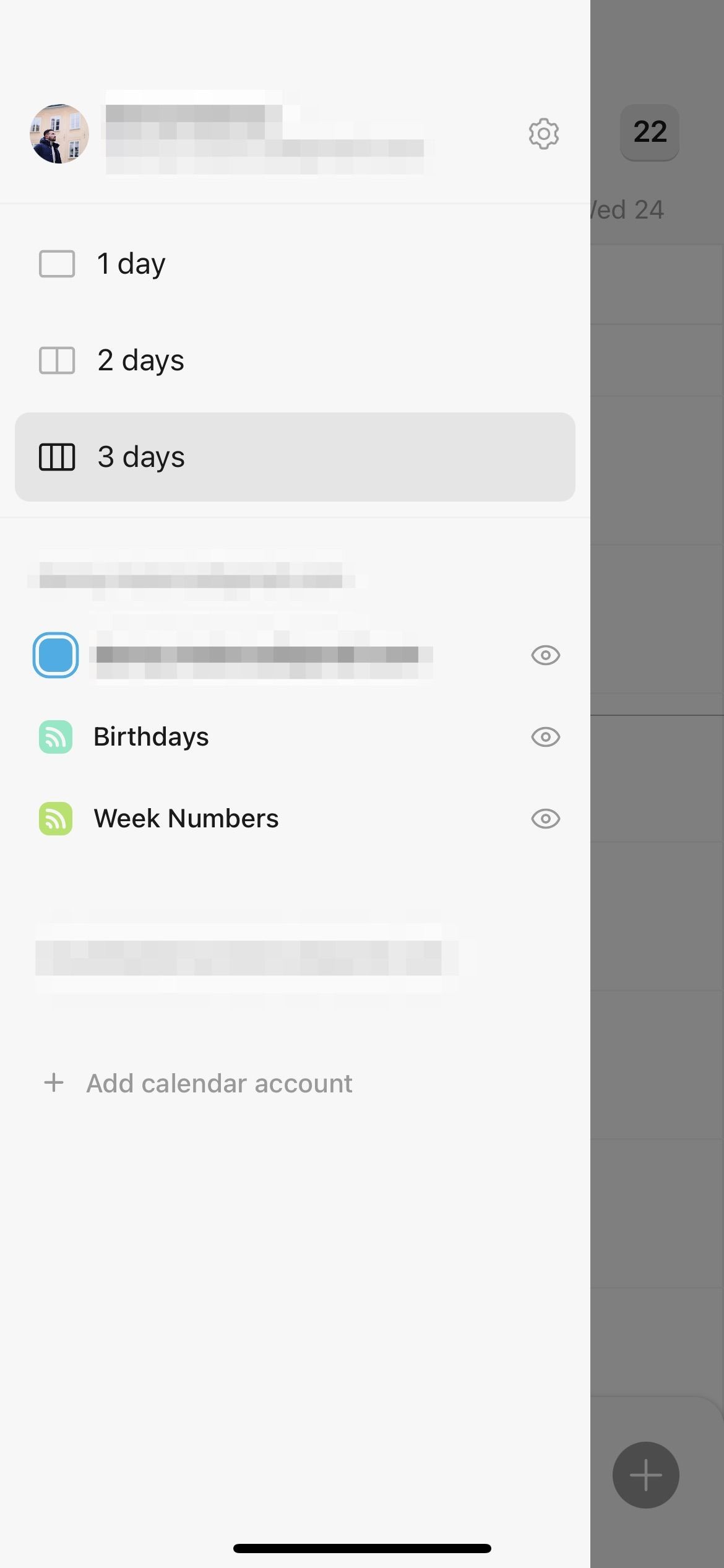 Chọn hiển thị ngày trong ứng dụng Notion Calendar cho iOS