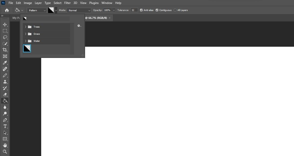 Chọn mẫu họa tiết cho Paint Bucket trong Photoshop