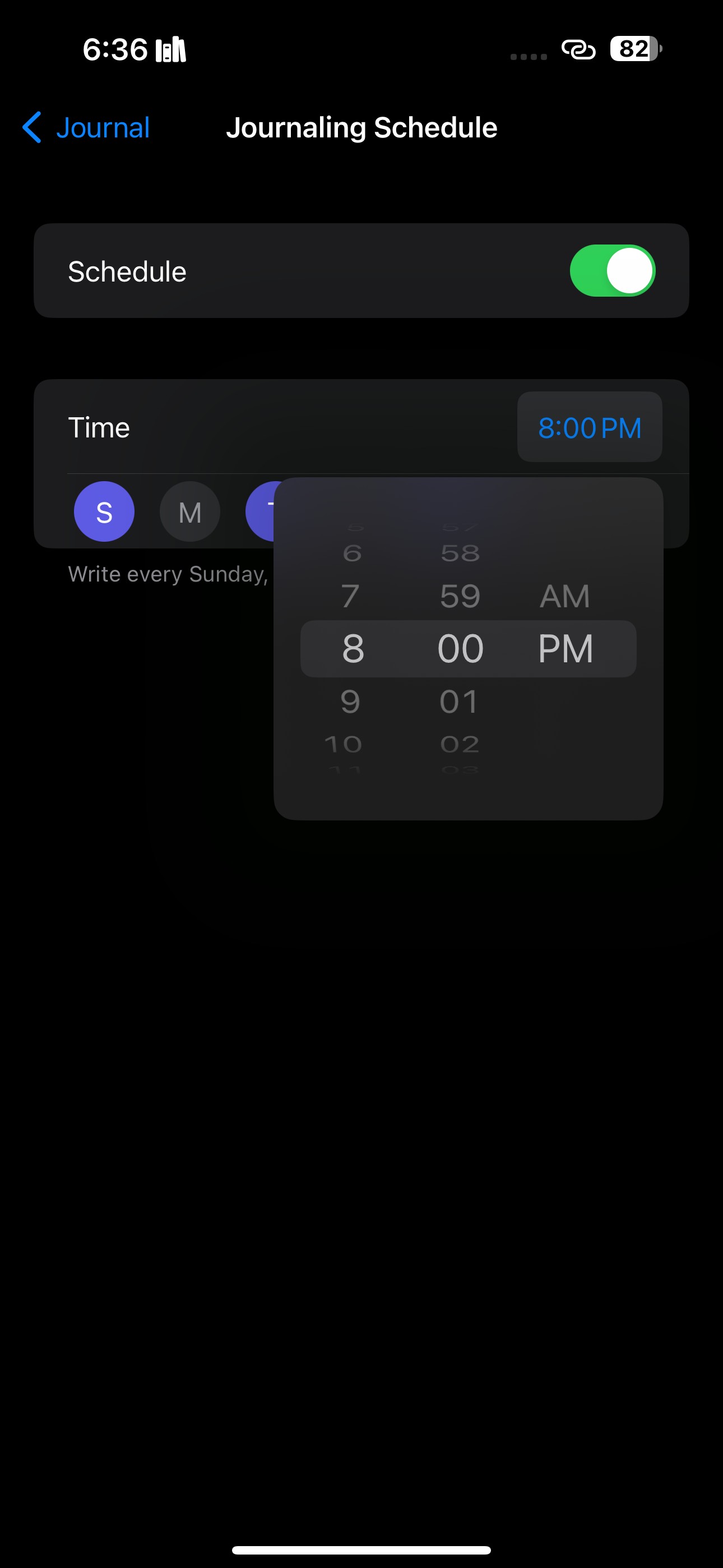 Chọn ngày và giờ cho lịch trình nhật ký trên iPhone