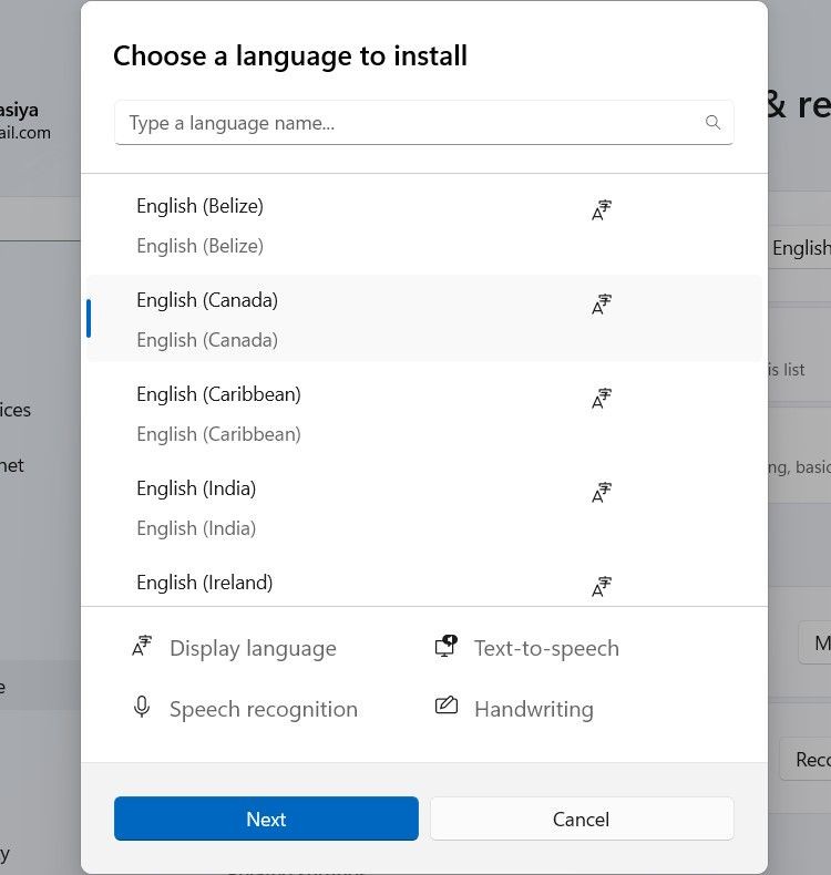 Chọn ngôn ngữ để cài đặt trên Windows 11