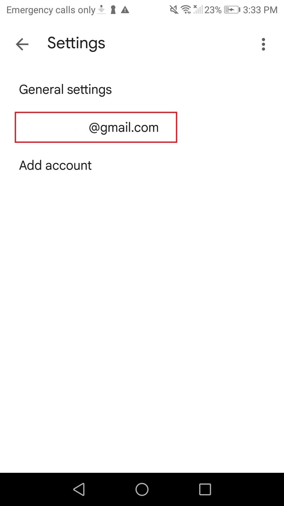 Chọn tài khoản trong Cài đặt Gmail