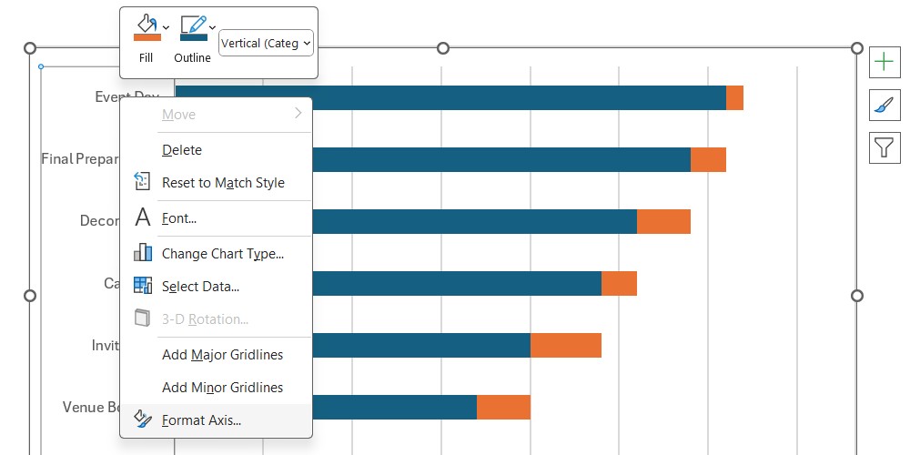 Chọn tùy chọn Định Dạng Trục khi chỉnh sửa nhãn trục trong Excel