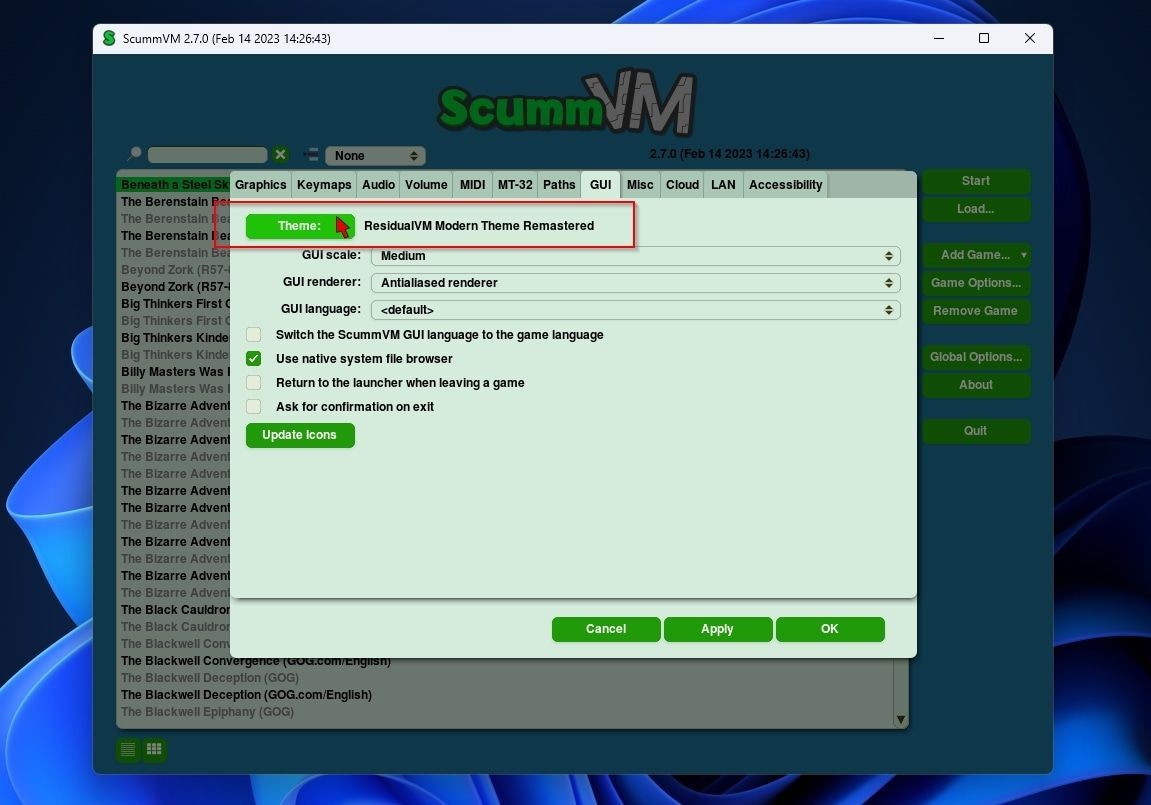 Chủ đề giao diện trong ScummVM