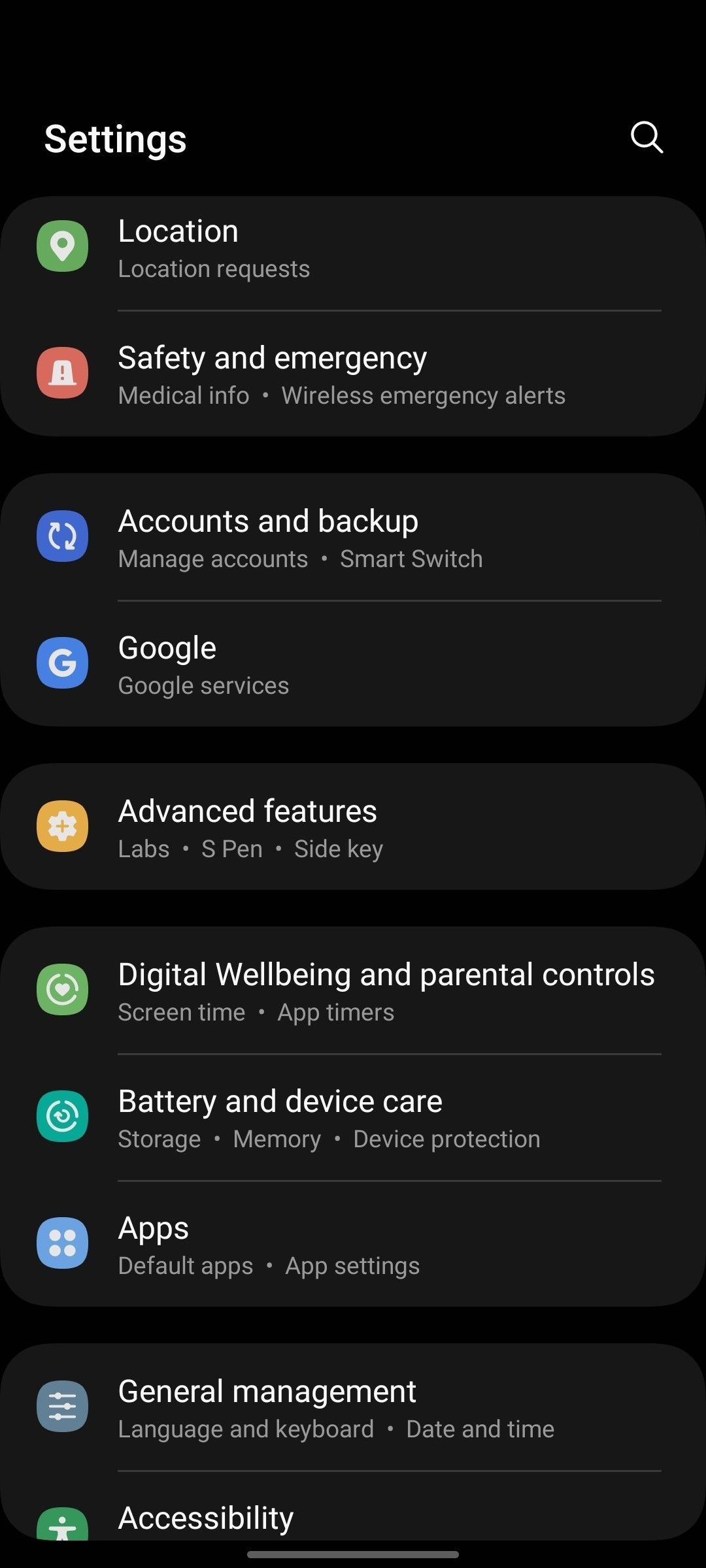 Chuyển đến Cài đặt Pin và Chăm sóc Thiết bị trong Ứng dụng Cài đặt Android