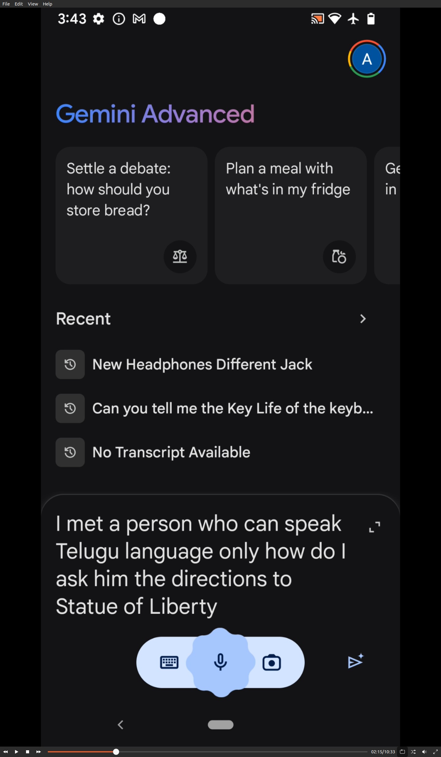 Chuyển đổi giọng nói thành văn bản trong Google Gemini