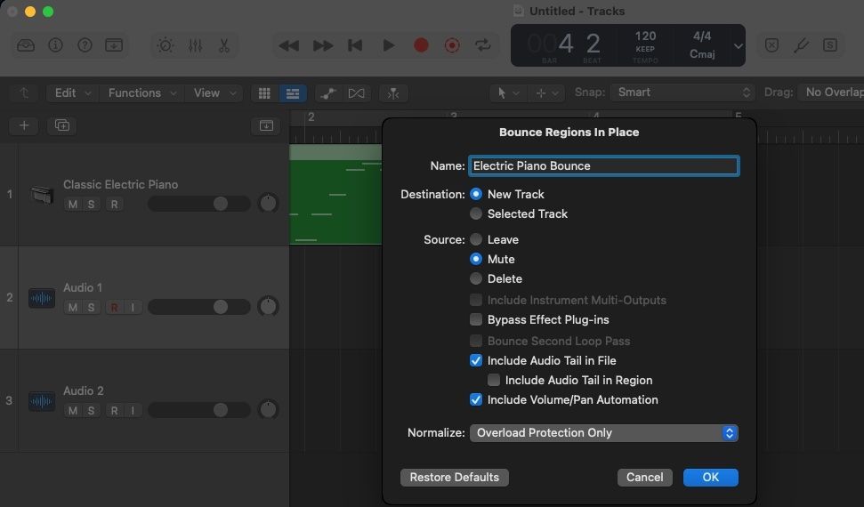 Chuyển đổi MIDI thành âm thanh trong Logic Pro
