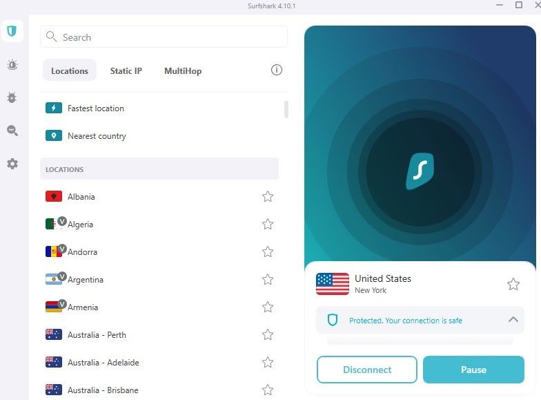 Chuyển đổi vị trí máy chủ với Surfshark VPN