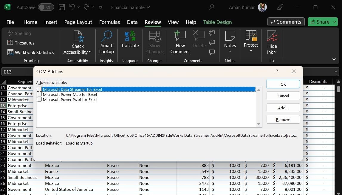 COM Add-ins trong Excel