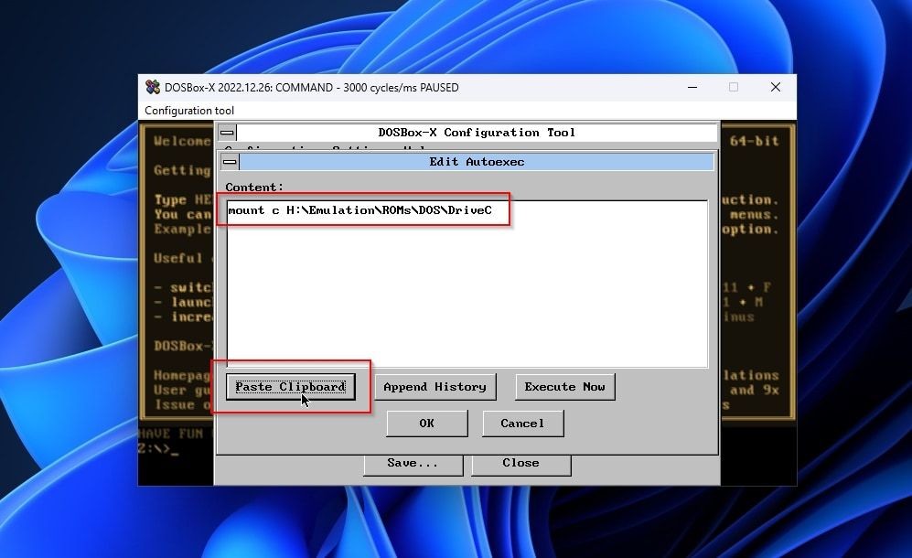 Công cụ Cấu Hình DOSBox-X Chỉnh Sửa AutoExec