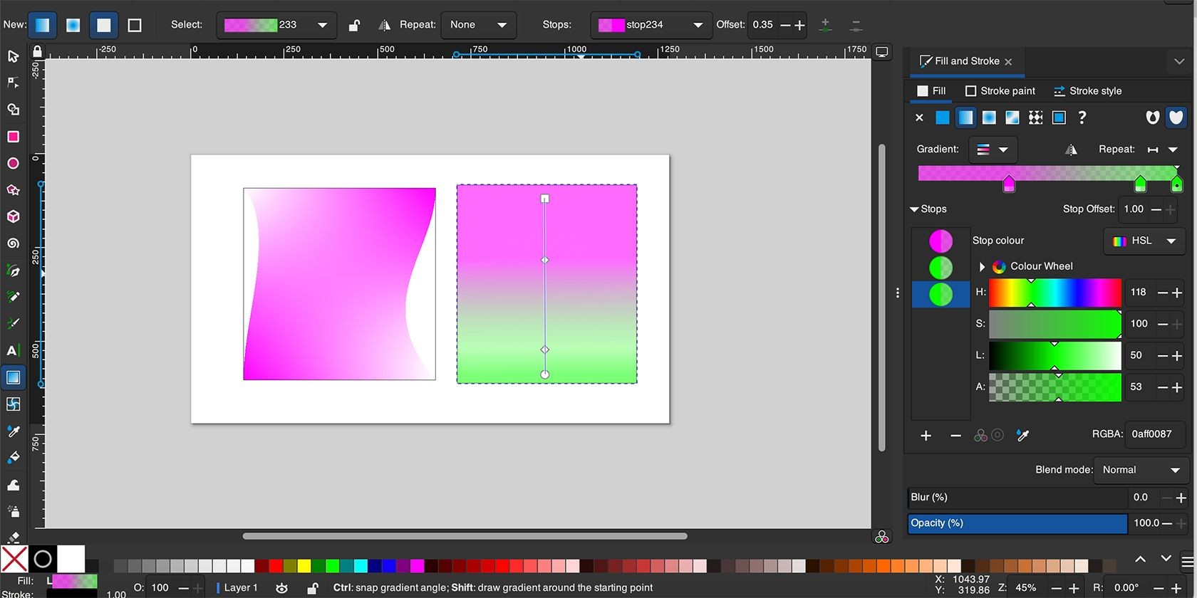 Công cụ Gradient của Inkscape