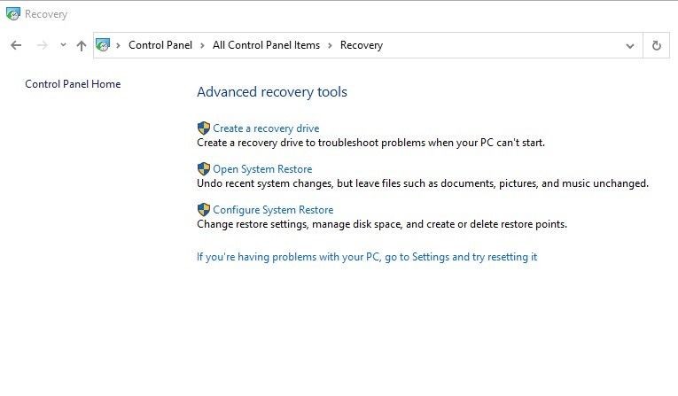 Công cụ khôi phục nâng cao trong Windows