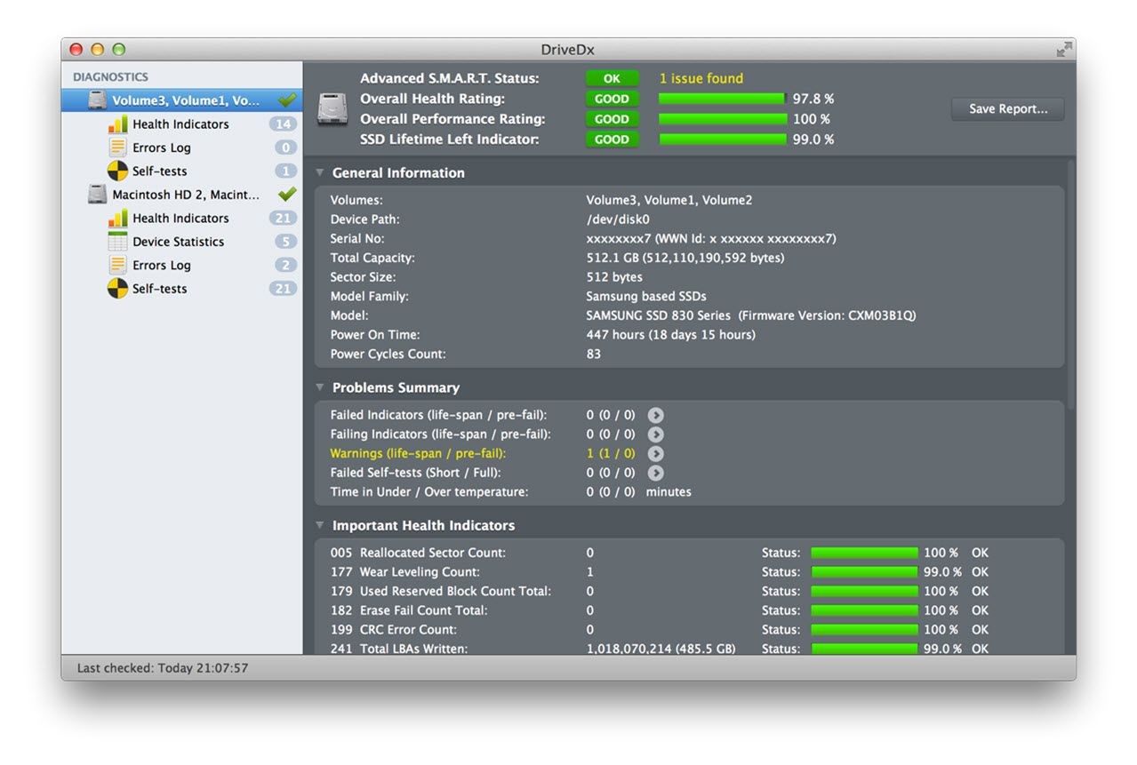 Công cụ kiểm tra đĩa DriveDx trên macOS
