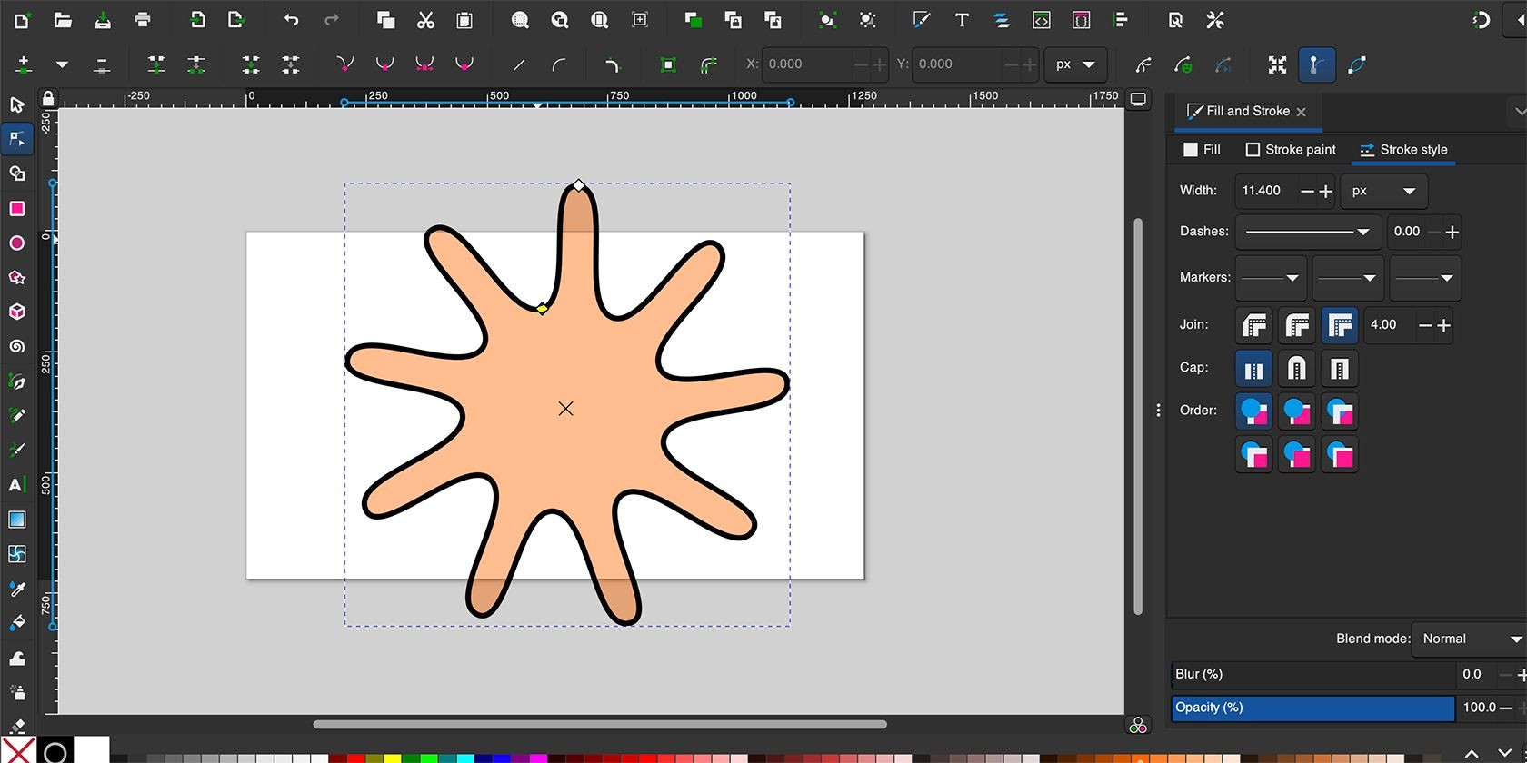 Công cụ Nodes của Inkscape với hình sao