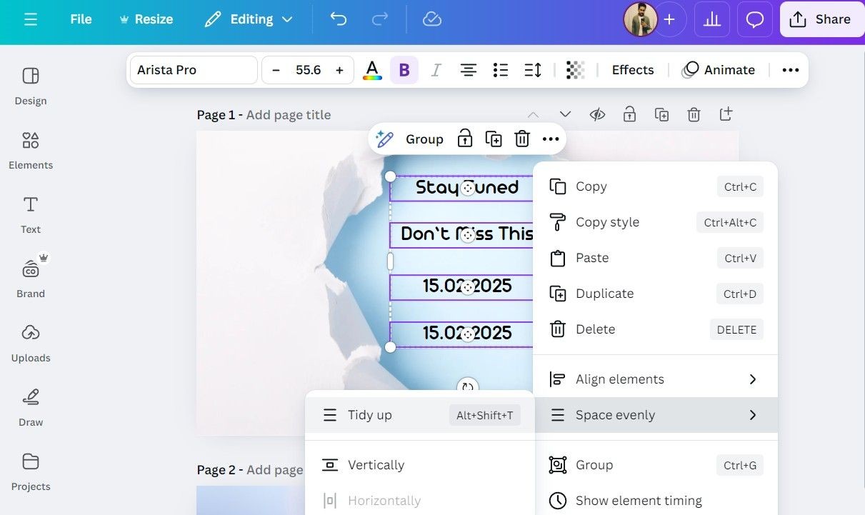Công cụ sắp xếp gọn gàng trên Canva