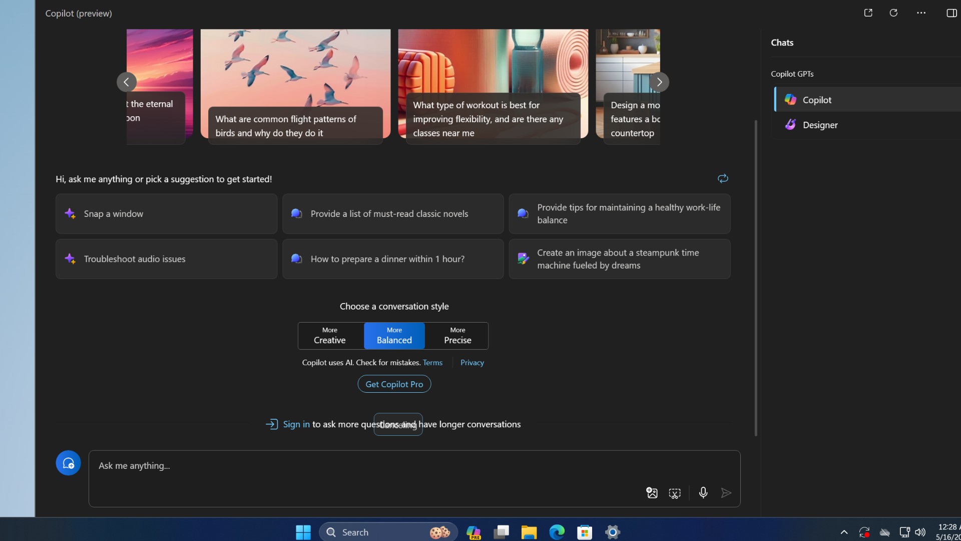 Copilot yêu cầu tài khoản Microsoft để tiếp tục tìm kiếm