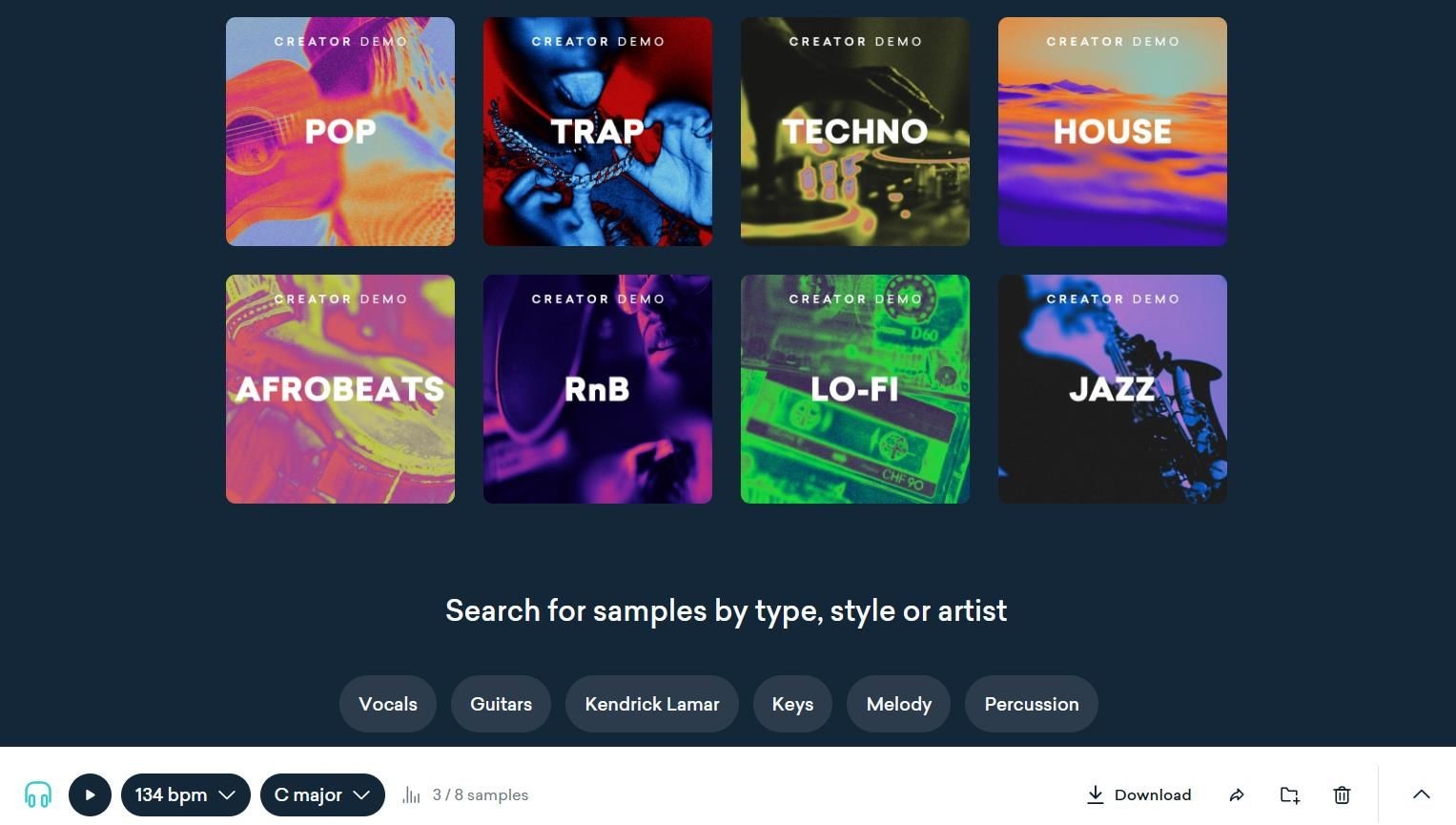 Creator với các gói demo
