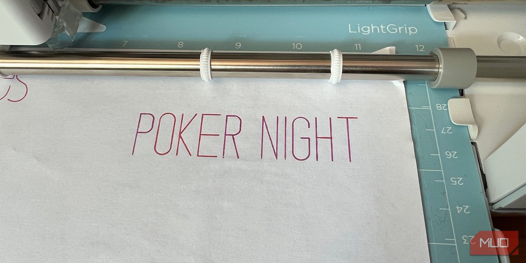 Cricut Poker Night typeface on paper.