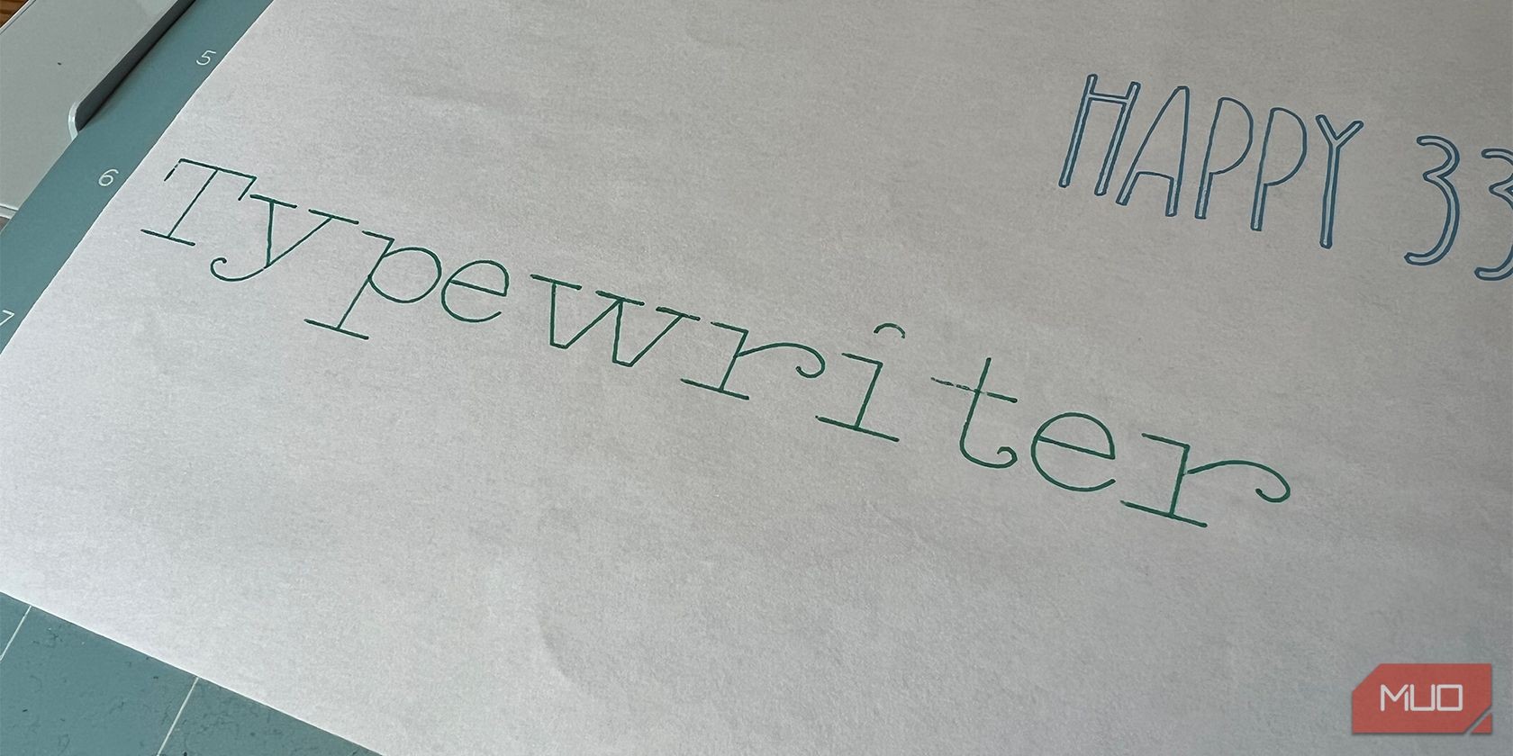 Cricut Typewriter text written on paper.
