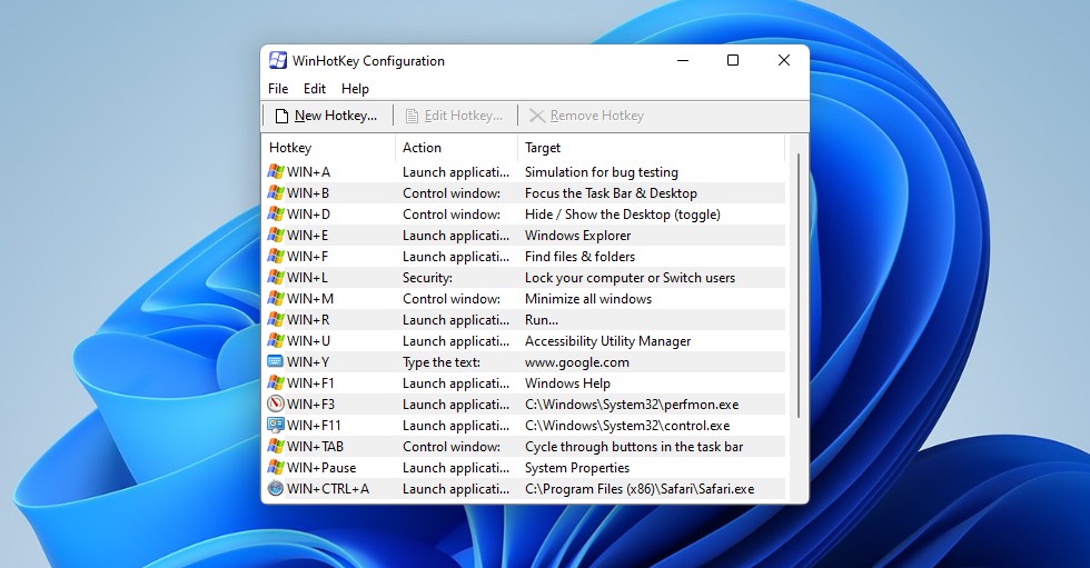 Cửa sổ cấu hình WinHotKey