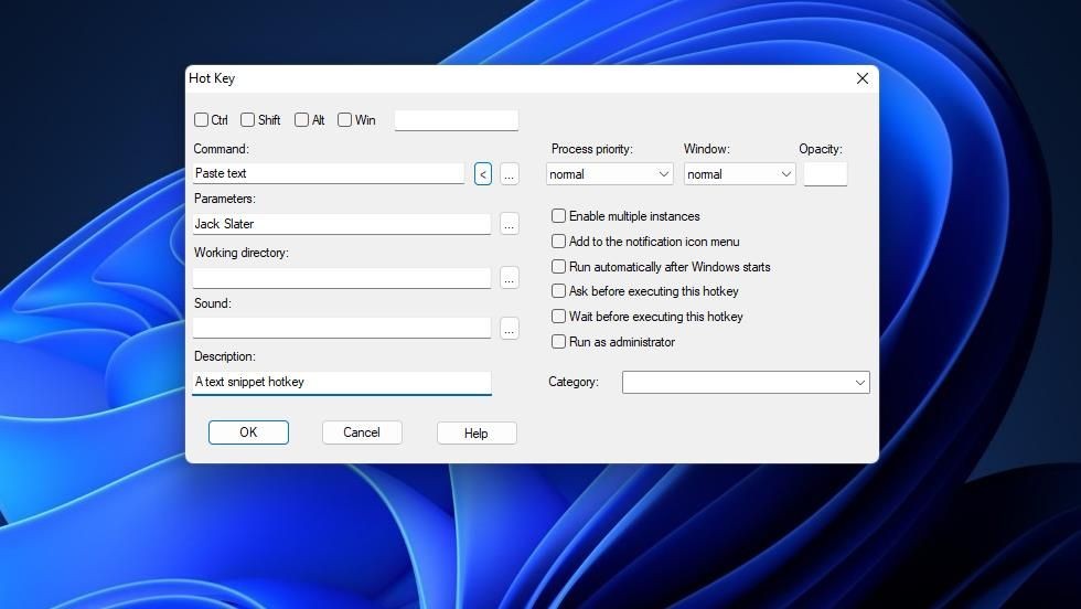 Cửa sổ Hot Key
