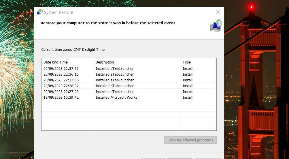 Cửa sổ System Restore