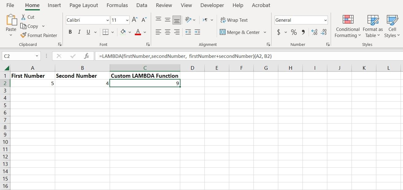 Cung cấp đầu vào cho hàm LAMBDA trong Excel