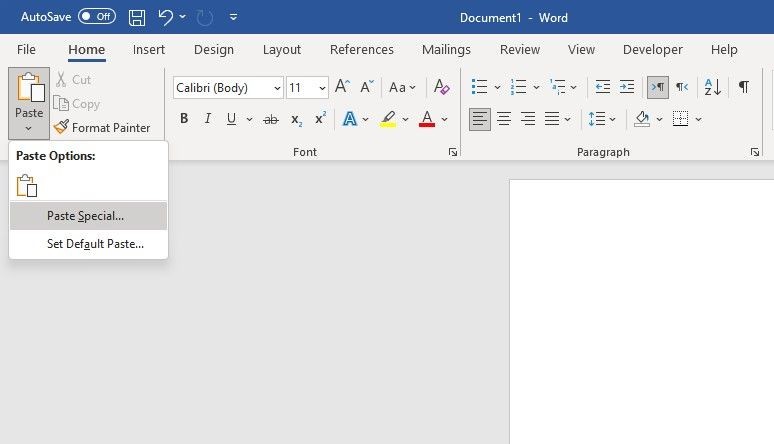 Dán Đặc Biệt trong Microsoft Word